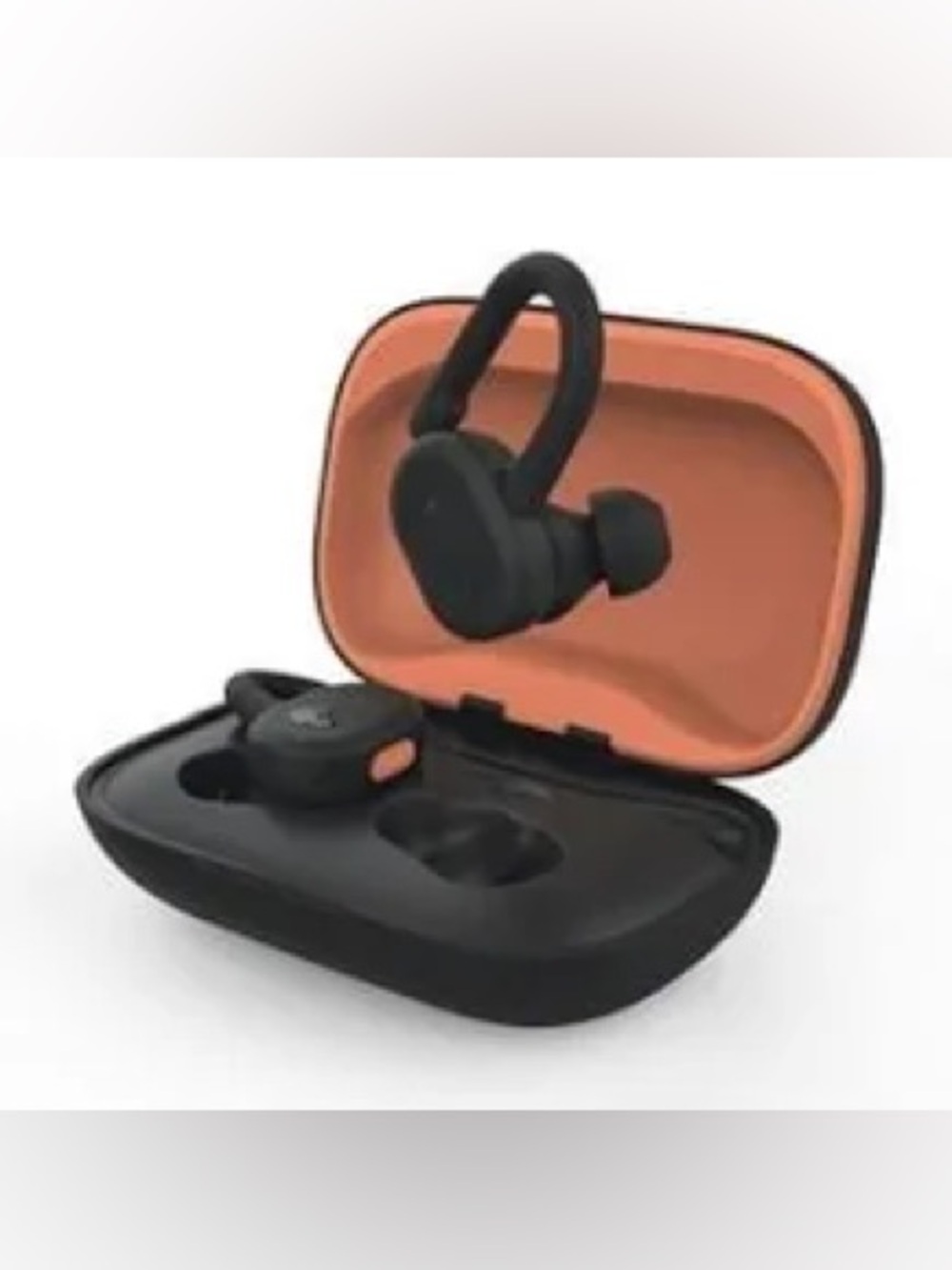Skullcandy Push Active True Wireless Sport Earbuds in a black and orange color